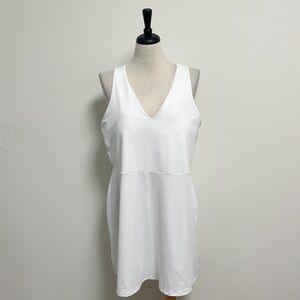 Fabletics White On The Go V Neck Sleeveless Racerback Shelf Bra Fit Flare Dress